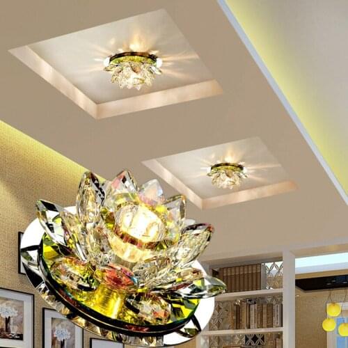 Crystal LED Ceiling Light 3W AC90-260V Modern LED Crystal Lamp Aisle Light Lamp Hall Lighting Pumpkin Lotus Lights