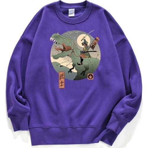 Samurai Dinosaur Streetwear Sweatshirt Man Trendy Personality Design Tracksuit Retro Street Tracksuit Oversized Hoodies Men