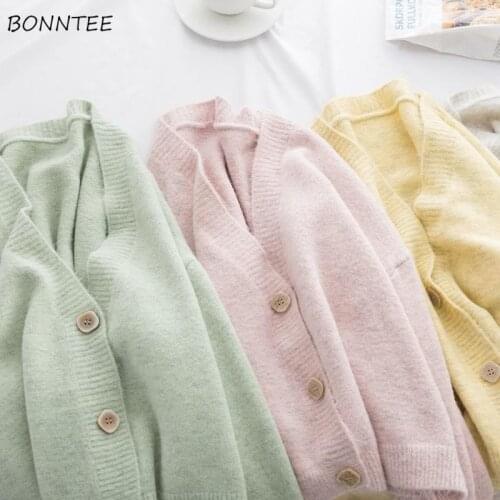 Crop Sweaters Women Long Sleeve Comfortable Chic Vintage College Girls Knitwear Single Breasted Ulzzang Lovely Ladies Cardigan