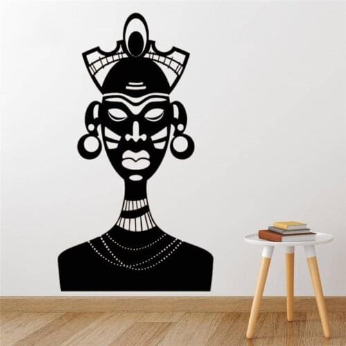 Waterproof Wall Decal Vinyl Removable Window Sticker Beauty Salon Woman Face Africa style Afro American decoration Decals HQ455