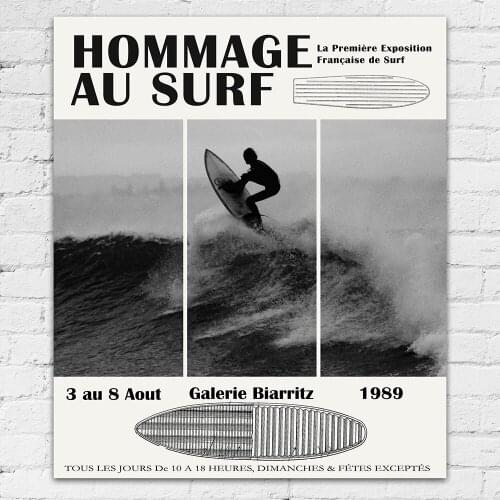 Surfing Exhibition Poster Biarritz Wall Art Black White Surf Prints Beach Modern Canvas Painting Coastal Decor for Living Room
