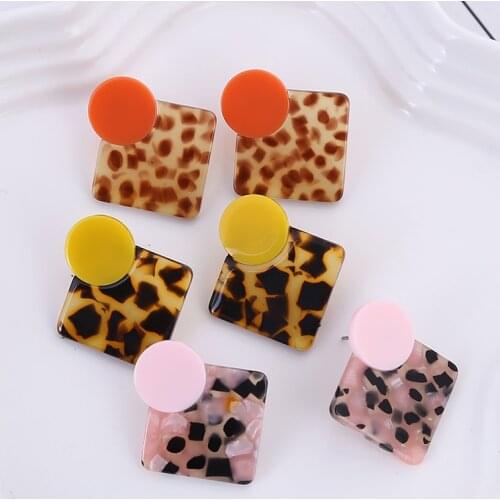 XIYANIKE New Trendy Korean Style Acrylic Resin Stud Earrings For Women Multicolor Geometric Earring Female Jewelry E108