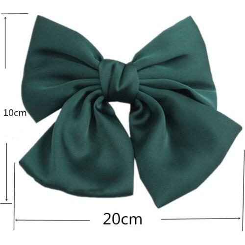 Fashion girls Large SizeSolid color bow satin Barrettes Hair Claws womans Hair Band Accessories Headdress