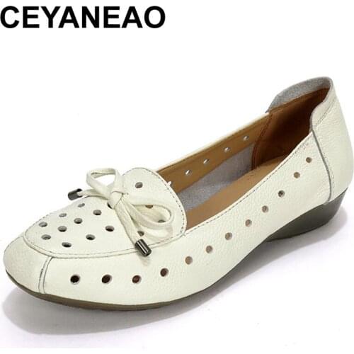 CEYANEAOSummer Shoes Woman Genuine Leather Flat Sandals Causal Comfortable Women Sandals 2019 New Fashion Womens ShoesE1710