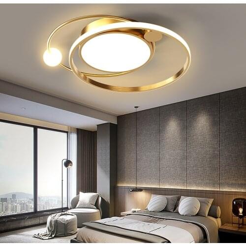 Gold Modern Led Ceiling Light Nordic Round Lighting Fixture Living Bedroom Restaurant Kitchen Reading Indoor Decor Planet Lamps