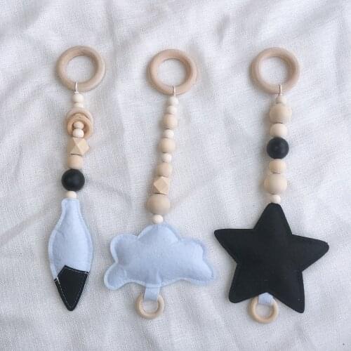 3Pcs Wooden Felt Fitness Playing Equipment Pendant Infant Toddler Educational Toys Gifts Baby Kids Children Room Decor Ornaments