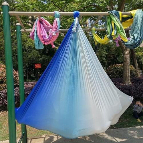 5/6/7 M Long Premium Aerial Silks Nylon Yoga Hammock Belt Aerial Flying Yoga Swing Gradient Color Mixed