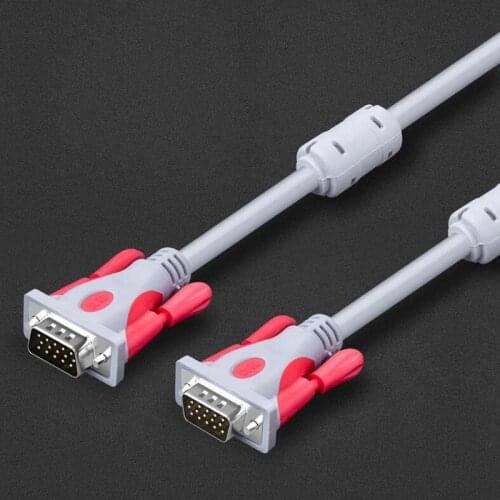 5pcs VGA Line VGA High-Definition Line,VGA3 +6 Data Cable Computer Monitor Cable VGA Projection Line Gray