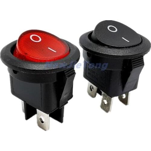 5pcs KCD1 224N Round Rocker Switch With Light 4Pins 6A 250V/10A 125VAC Boat Switch Snap-in SPST ON OFF Rocker 2 Position Switch