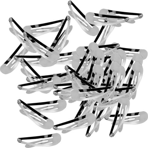 50 Pieces 5cm Silver Sleepy Hair Snap Clips Bendies Slides Blank for DIY Craft