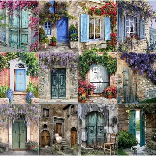 EverShine Full Square Diamond Embroidery Door Diamond Painting Landscape 5D DIY Rhinestone Mosaic Cross Stitch Decor For Home