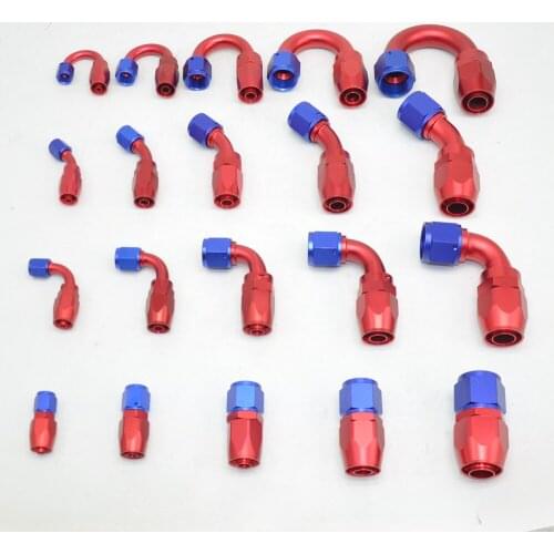 AN4/6/8/10/12 Oil Fuel Swivel Hose Anodized Aluminum Straight Elbow 0-180 Degree Hose End Oil Fuel Reusable Fitting