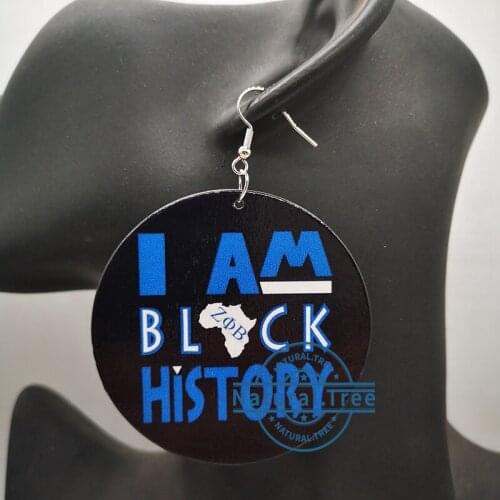 Free Shipping!!Zeta Phi Beta Black history Wooden Earrings