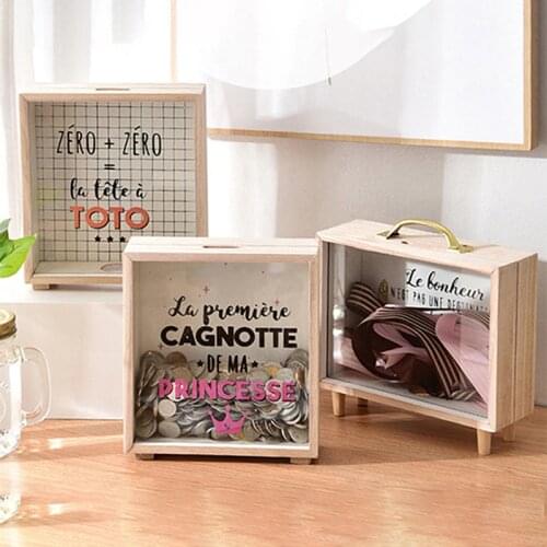 Wooden Money Bank Money Boxes Piggy Banks Home Decor Gift Kids Money Boxes
