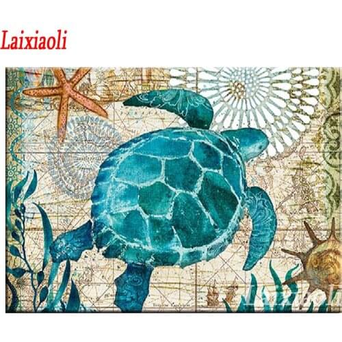Photo custom diamond mosaic 5d icon diamond embroidery Sea Turtle cartoon diamond rhinestone painting crafts picture decoration