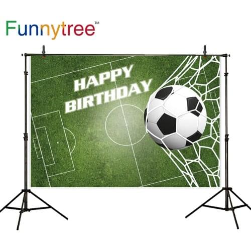 Funnytree Football Field Soccer Background Happy Birthday Boy Party Decoration Baby Shower Backdrop Photocall Photozone Banner