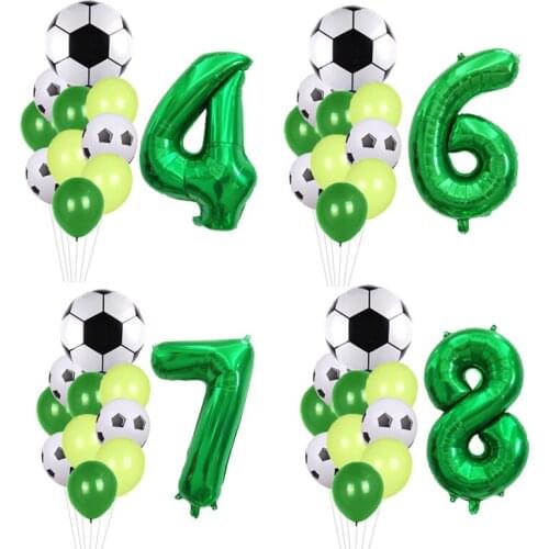Hot Sell Green Number Football Balloons Set Childrens Birthday Party Decorations 12" Latex Balloons Party Supply