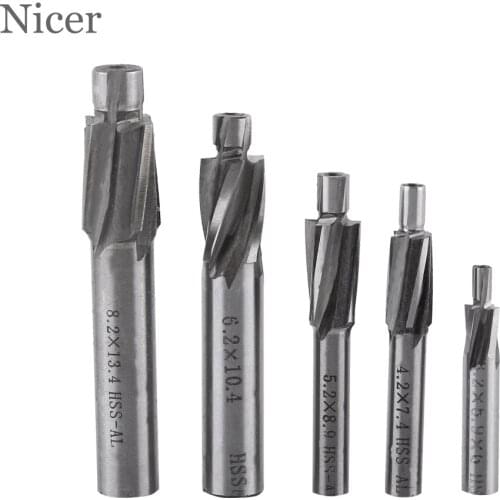 HSS-AL Countersink End Mill Cutter Woodwork Cut Two Flutes 5Pcs Spiral Carbide Milling Tool CNC Router Wood End Mill Cutter Bits