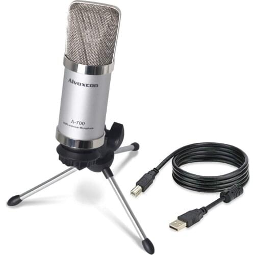 Alvoxcon USB Condenser Microphone for computer, PC, laptop (Mac/windows), cardioid for podcast voice recording with stand