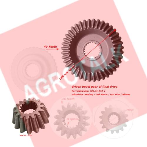 Driving bevel gear and driven bevel gear with bearing 305 for Dongfeng DF404 tractor