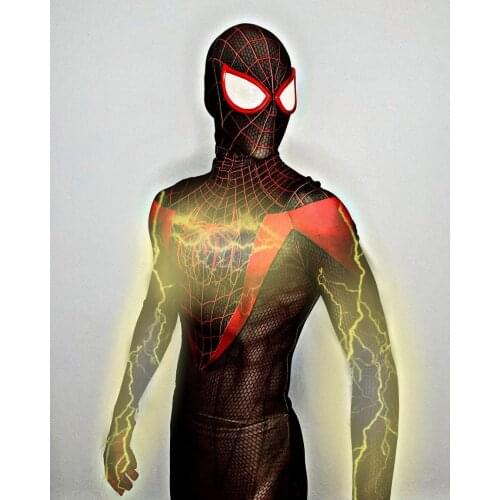 Miles Moras Cosplay Costume 3D Print Lycra Spandex Superhero Zentai Bodysuit Jumpsuits Halloween Costume for Adult Kids