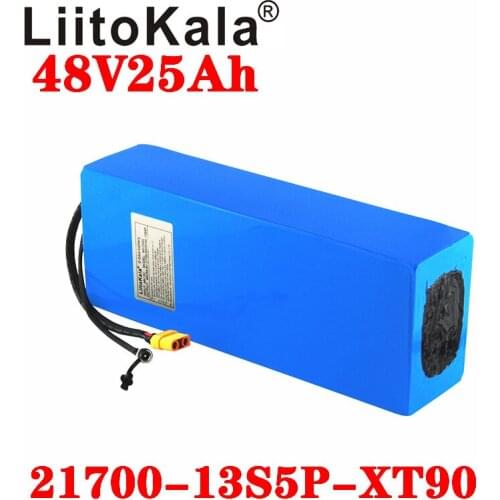 LiitoKala 48V 25ah 21700 5000mAh 13S5P Lithium Battery Pack 48V 25AH 1000W electric bicycle battery Built in 20A BMS T XT90 plug