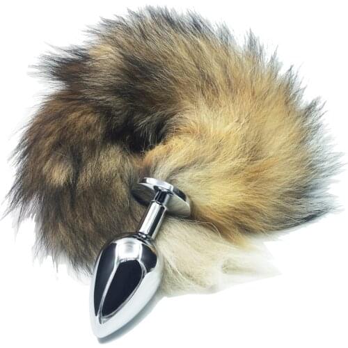 XL Size Large Fox Tail Metal Anal Plug Adult Toys Sex Toy For Woman , Stainless Steel Butt Plug Tail Beads Sex Porducts Shop