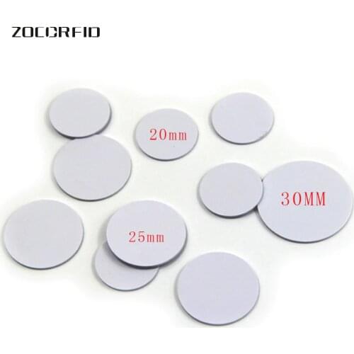 10pcs/lot 13.56MHZ/125KHZ RFID Coin tag 30/25/20mm diameter coil ultra thin slim NFC coin tag