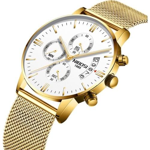 NIBOSI Men Watches 2019 Luxury Brand Business Quartz Wristwatch Waterproof Casual Dress Watch Men Full Steel Relogios Masculino