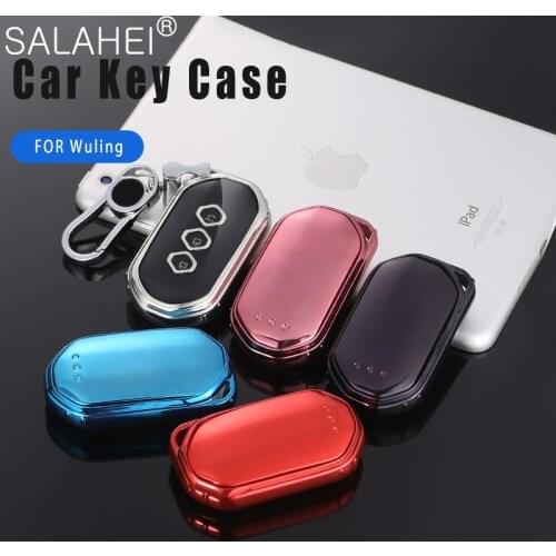 Soft TPU Car Key Case Wallet Shell Fob Protection Cover For Wuling Capgemini 2020 Smart Housing Car-Styling Accessories Keychain