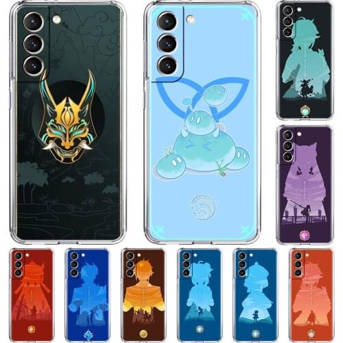 Clear Soft Case For Samsung Galaxy S20 FE S21 Ultra S10 Plus S10e S9 S8 Note 20 10 Lite 9 Phone Cover Funda Genshin Impact Game