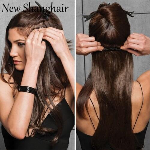New Shanghair 22" Long Straight 5 Clips in Hair Extension Synthetic high temperature fiber Hair Pieces for Women