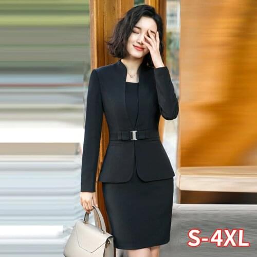 Formal Office Pant Suit For Womens Blazers Pant Set Long Sleeve Uniform Elegant Feminino Business Formal Work Suit Plus Size 4XL