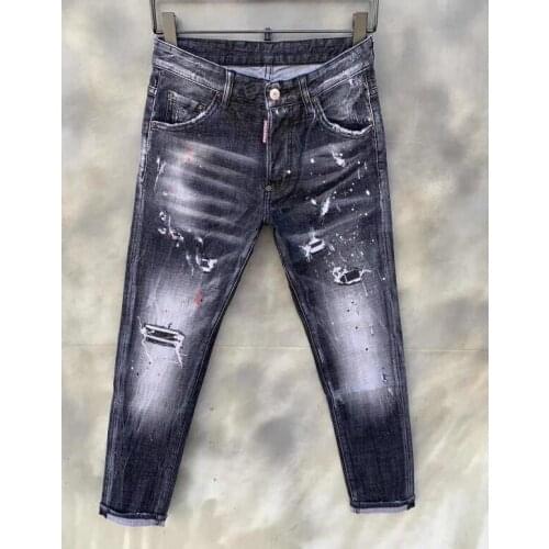 Genuine DSQUARED2 Classic Retro Motorcycle Women/Men Jeans, Italian Fashion Brand Jogging Jeans 9119-1