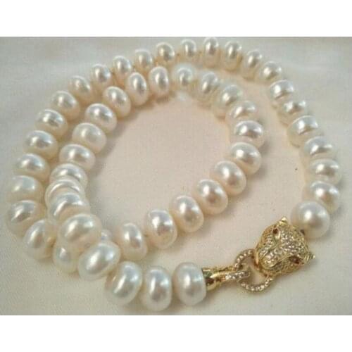 AAA 10-11 MM NATURAL White PEARL NECKLACE CZ clasp 18" 36"