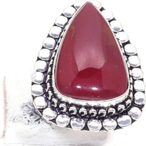 Genuine Carnelian Ring Silver , Hand Made Women Jewelry gift , R7023 , Size: 7.75