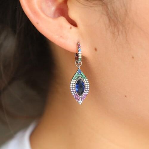 2020 Stunning Evil Eye Lucky Earrings Fashion Elegant Women Water Drop Earring Fine Crystal Dangle Earrings Dazzling Wholesale