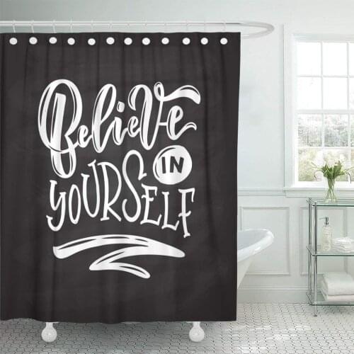Believe in Yourself Badge Tag Girl Boy Man Shower Curtain Waterproof 72 x 72 Inches Set with Hooks