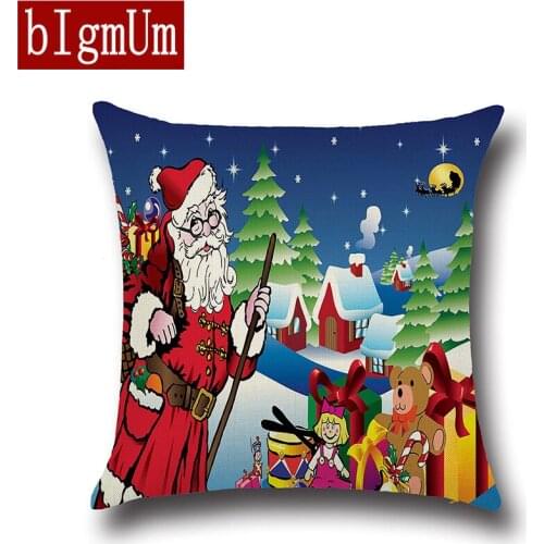 Merry Christmas Pillow Case Santa Claus Cotton Polyester Pillowcase For Merry Party Gift Cartoon Tree Pillow Cover 45x45cm 2018