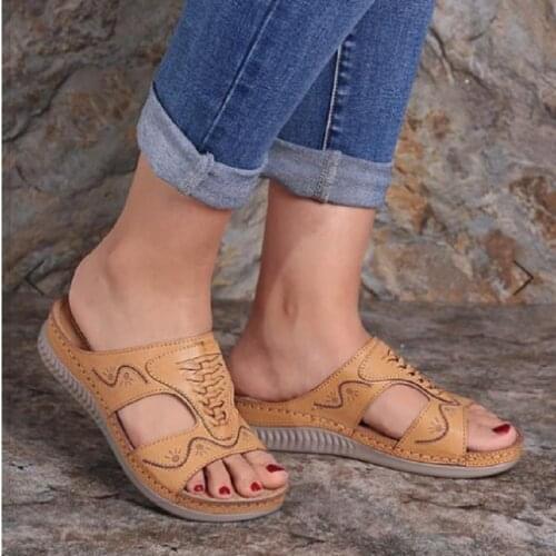 Women Sandals Plus Size 44 Wedges Shoes Woman Heels Sandals Chaussures Femme Soft Bottom Platform Sandals Gladiator Casual Shoes