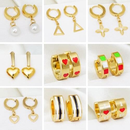 31 Styles Stainless Steel Fashion Hoop Earrings for Women Men Cute Water Drop Heart Circle Earrings Trend Jewelry 2021 New Gift