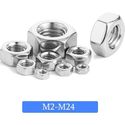 Hexagon Hex Nuts A2-70 304 Steel Stainless M2 M2.5 M3 M4 M5 M6 M8 M10 M12 M14 M16 M18 M20 M22 M24 Carbon Steel Metric Hex Nuts