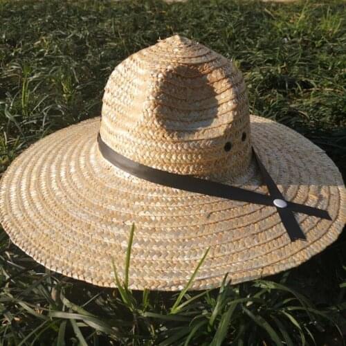 Summer Women Natural Raffia Straw Hat Ribbon Tie 15cm Brim Hat Derby Beach Sun Hat Cap Summer Wide Brim UV Protect Hats Female