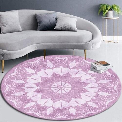 Nordic Light Purple Flower Round Carpet Girl Room Carpet Bedside Mat Chair Mat Coffee Table Rug Area Rug Floor Carpet Bedroom