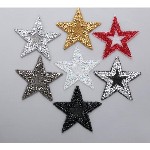 Star Rhinestone Mixed Colour Patch For Clothes Iron On Bling Embroidered Patch DIY Applique For T-shirt Clothing Decor