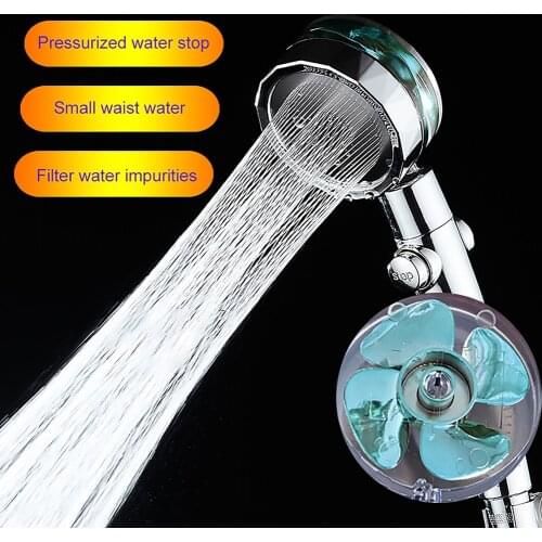360 Degrees Rotating Shower Head Water Saving Shower Head Small Fan Turbo Boost High Pressure Spray Nozzle Bathroom Accessories