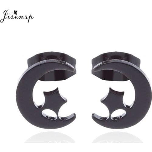 Jisensp Geometry Star Heart Stainless Steel Earrings for Women Fashion Jewelry Korean Love Stud Earrings Pendientes Oorbellen