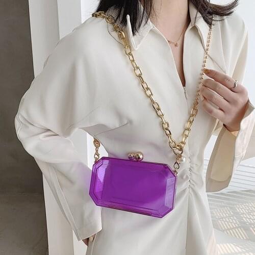 Ladies Party Clutch Evening Bag Transparent Acrylic Box Chain Crossbody Bag For Women 2021 New Shoulder Bag Purses And Handbags