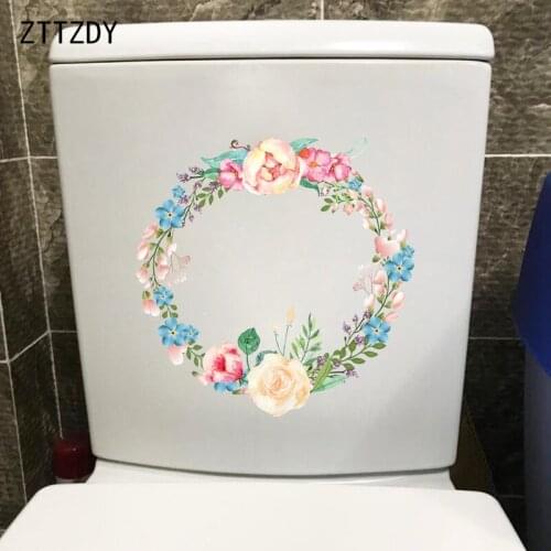 ZTTZDY 20.4*20.7CM Beautiful Wreath Flower Home Bedroom Wall Sticker Decoration Toilet Decal T2-0450