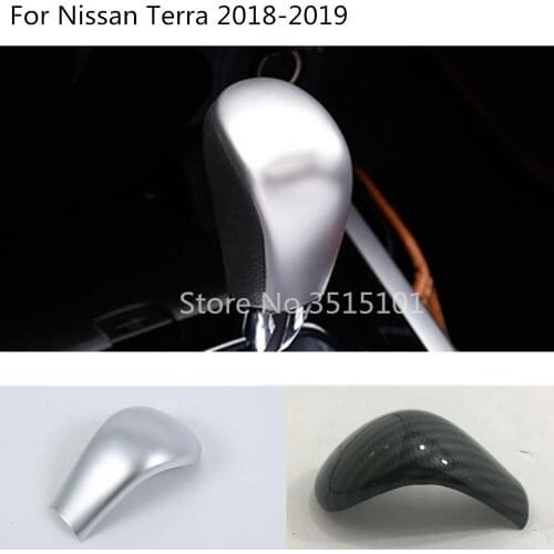 Car Styling Head Sequin Trim Stick ABS Matte/Carbon Fibre Gear Cover Shift Knob Control 1pcs For Nissan Terra 2018 2019 2020